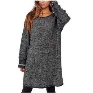 Free People Lenox Ribbed Tunic Sweater in Onyx Size XS